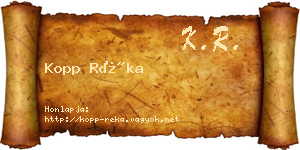 Kopp Réka névjegykártya
